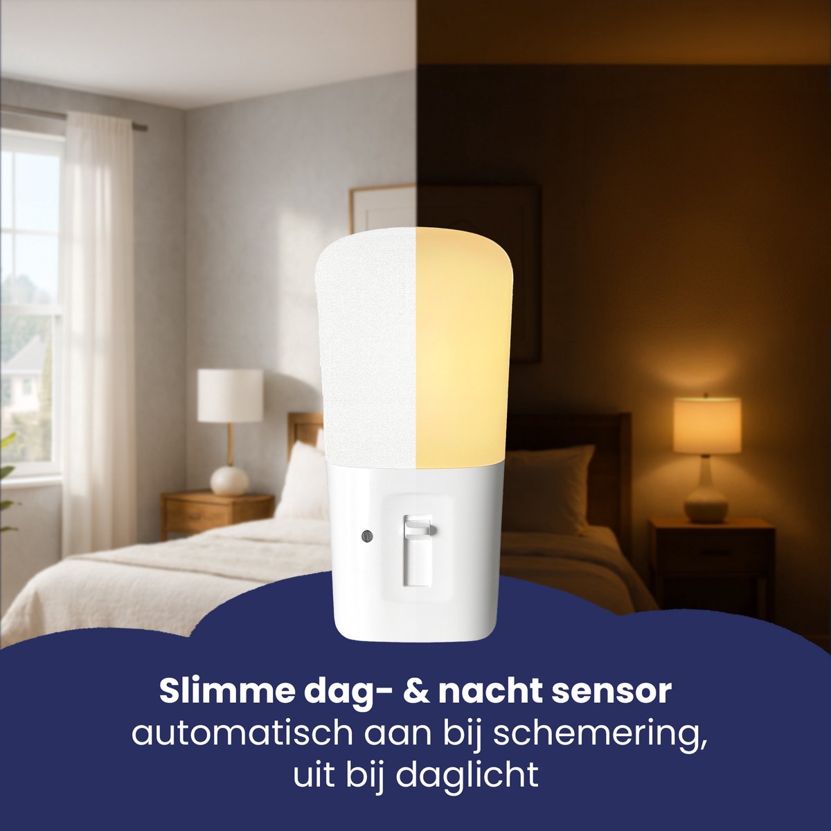 nachtlampje stopcontact met dag en nacht sensor warm wit licht slaapkamer