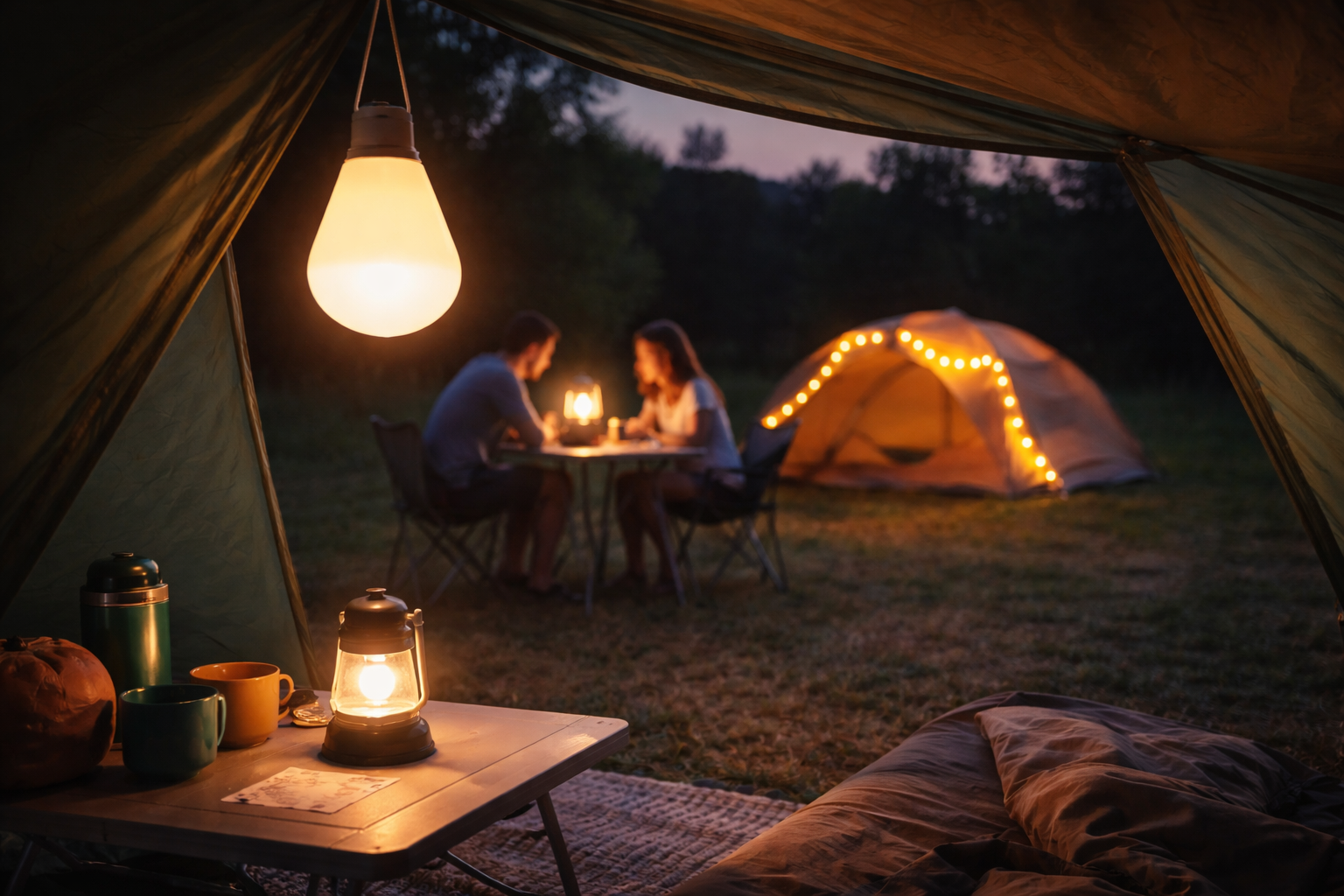 camping verlichting juiste lichtsterkte tent avond warm licht