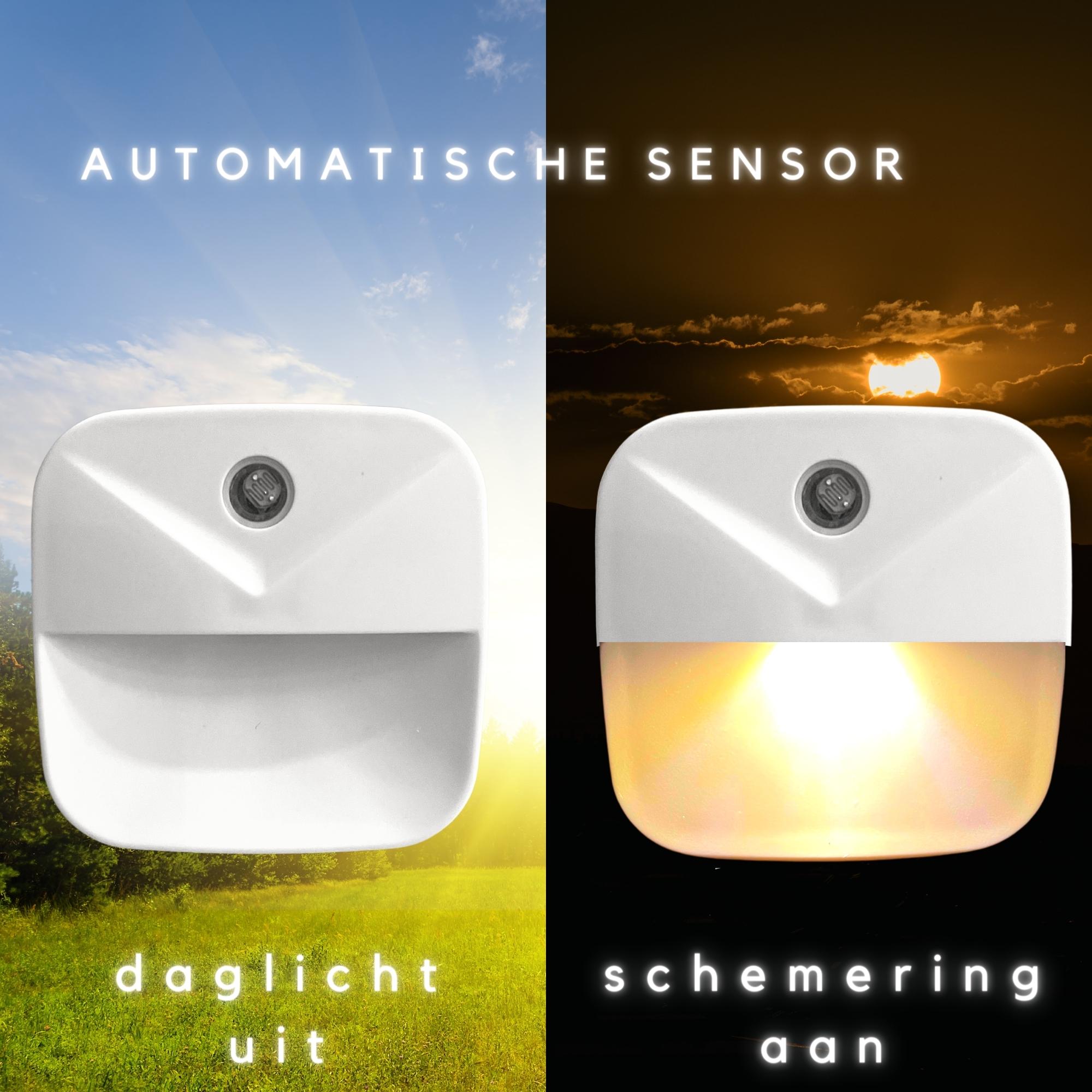 nachtlampje met sensor automatisch aan in het donker en uit bij daglicht
